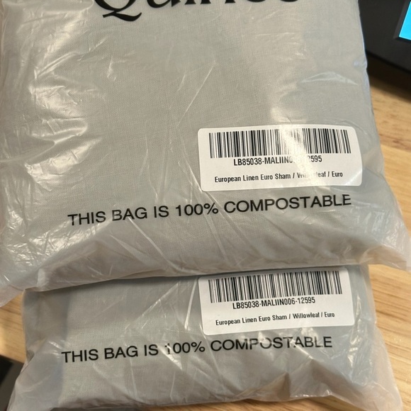 QUINCE European Linen Euro Shams Set Of 2 Willowleaf 3156 - Picture 7 of 10